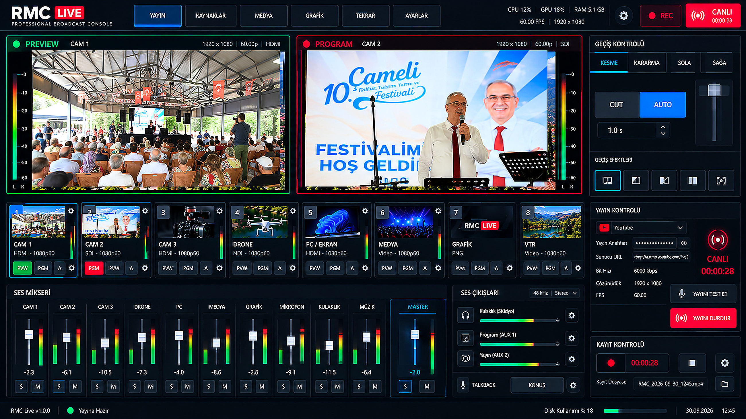 RMC Live Studio toplantı ve seminer yayını